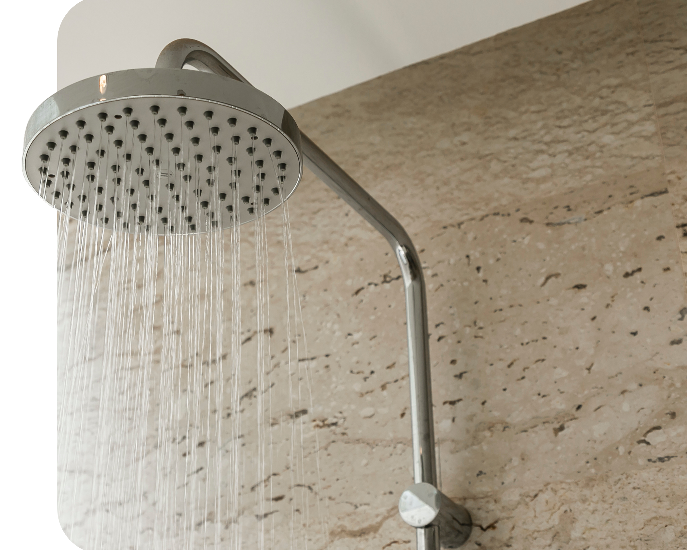 Running water from a showerhead.